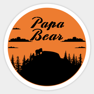 Papa Bear Two Cubs Walking in Mountains sunset Sticker